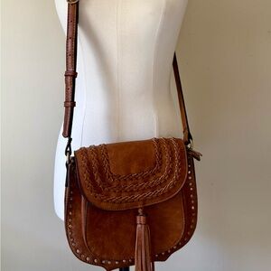 Antik Kraft Tan Crossbody Bag with Tassel